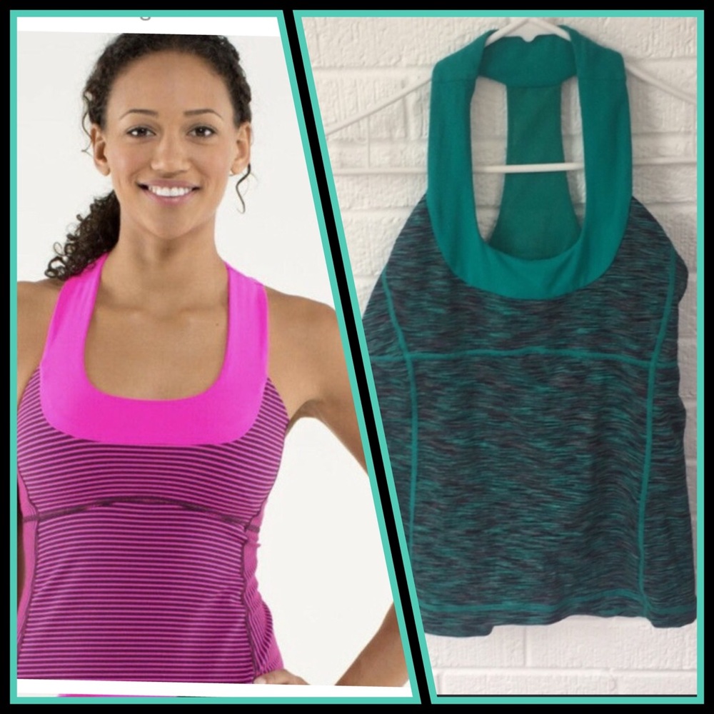 Lululemon tank size 8 teal scoop neck tank top